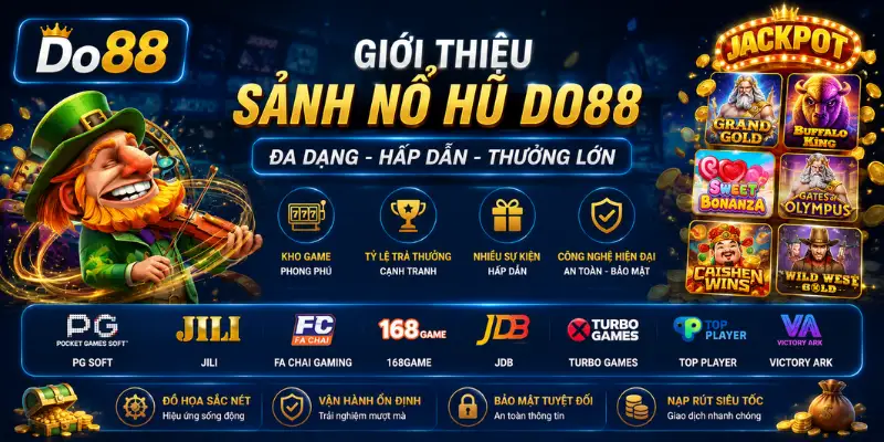 Giới Thiệu Sảnh Nổ Hũ DO88 - Kho Game Slot Đổi Thưởng 2026 Khám phá sảnh Nổ Hũ DO88 với hàng trăm game slot đổi thưởng từ các nhà cung cấp uy tín, Jackpot lớn, tỷ lệ trả thưởng hấp dẫn và trải nghiệm mượt mà trên mọi thiết bị.