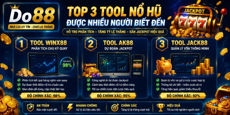 Khám phá Top 3 Tool Nổ Hũ DO88 được nhiều người biết đến với các tính năng hỗ trợ phân tích dữ liệu, thống kê vòng quay và quản lý chiến lược chơi hiệu quả.