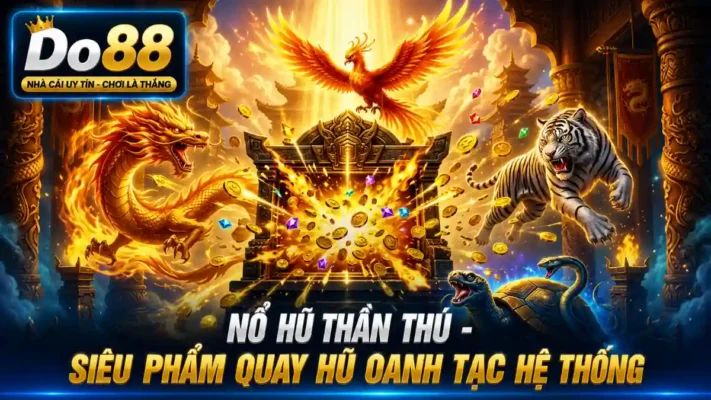 Khám phá Nổ Hũ Thần Thú DO88 với chủ đề tứ linh huyền thoại, hiệu ứng quay hũ sống động, nhiều tính năng đặc biệt và cơ hội săn Jackpot hấp dẫn mỗi ngày.