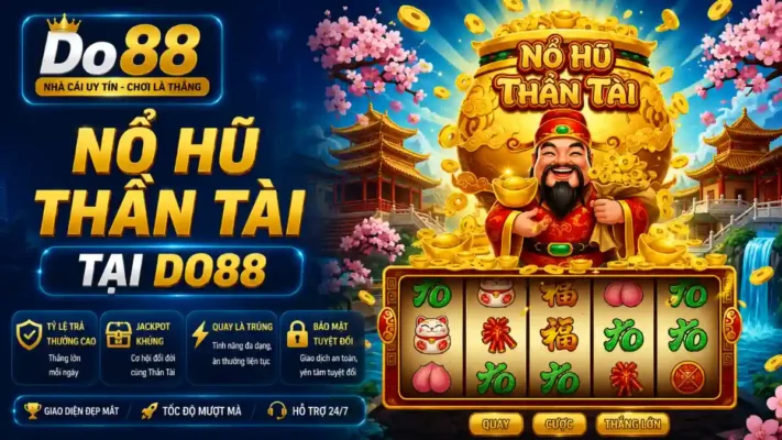 Khám phá Nổ Hũ Thần Tài DO88 với chủ đề tài lộc, tỷ lệ trả thưởng hấp dẫn, Jackpot giá trị, đồ họa đẹp mắt và nhiều tính năng quay thưởng đặc sắc.