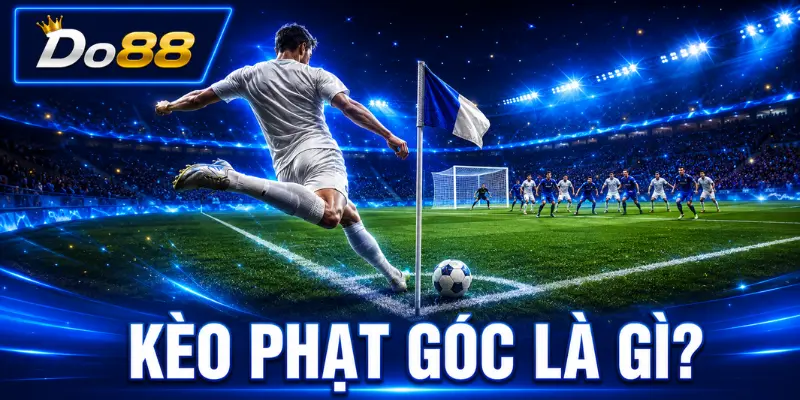 Kèo phạt góc là gì tại DO88? Kèo phạt góc là gì tại DO88, minh họa cầu thủ thực hiện quả đá phạt góc trong trận đấu bóng đá.