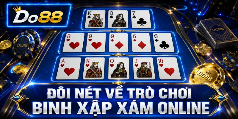 Đôi nét về trò chơi Binh Xập Xám online tại DO88 với 13 lá bài được sắp xếp thành ba chi theo luật chơi.
