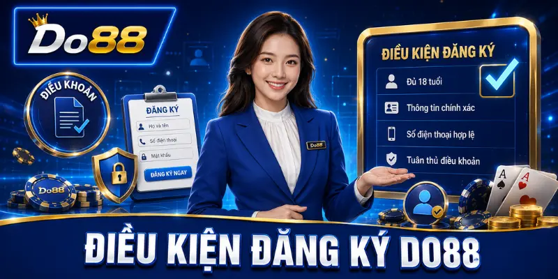 Điều kiện đăng ký tài khoản DO88 gồm đủ 18 tuổi, cung cấp thông tin chính xác, sử dụng số điện thoại hợp lệ và tuân thủ điều khoản.
