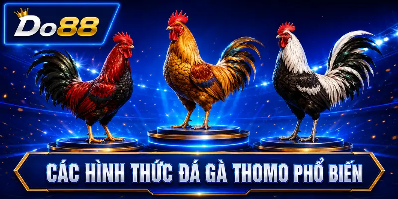 Các hình thức đá gà Thomo phổ biến tại DO88 với nhiều giống chiến kê có đặc điểm và lối thi đấu khác nhau.