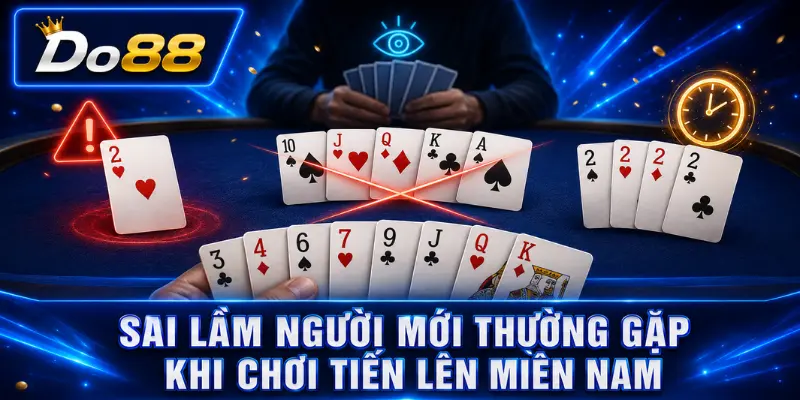 Sai lầm người mới thường gặp khi chơi Tiến Lên Miền Nam Những sai lầm người mới thường gặp khi chơi Tiến Lên Miền Nam tại DO88 như đánh quân 2 quá sớm và thiếu chiến thuật giữ bài.