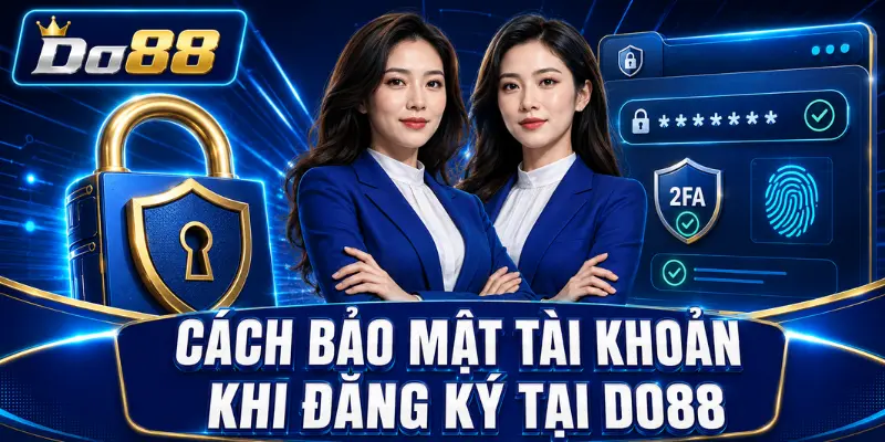Cách bảo mật tài khoản khi đăng ký tại DO88 bằng mật khẩu mạnh, xác thực hai lớp 2FA và thông tin cá nhân chính xác.