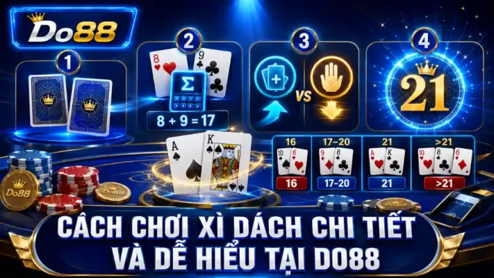 Tìm hiểu cách chơi Xì Dách tại DO88, từ quy trình nhận bài, rút hoặc dừng đến cách tính điểm và xác định kết quả dành cho người mới.